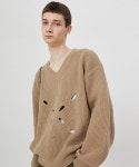 문선(MOONSUN) ESSENTIAL_UNISEX Argyle Hole Oversized Knit [Camel] - 143,200 | 무신사 스토어