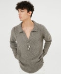 문선(MOONSUN) UNISEX Roen Pin Tuck Loosfit Collar Knit [Mocha] - 사이즈 & 후기 | 무신사
