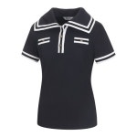 볼빅 골프웨어(VOLVIK GOLFWEAR) 여성 골프 변형 카라 골지 티셔츠 VLTSM403_BK - 사이즈 & 후기 | 무신사