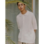 에잇세컨즈(8SECONDS) 화이트 립조직 칼라넥 반팔 카디건 (26275AEY11) - 35,940 | 무신사 스토어