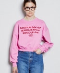 론론(RONRON) [RRxCB] Bonjour Ronron Crop Sweatshirts Pink - 사이즈 & 후기 | 무신사