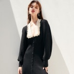 오지(OZIE) OZ V-neck knitted black long dress - 224,000 | 무신사 스토어