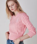 론론(RONRON) V NECK COTTON CABLE KNIT PINK - 사이즈 & 후기 | 무신사
