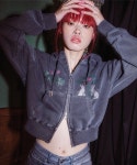 이퓨원트(IFYOUWANT) 2 WAY BUNNY CROP pigment HOOD ZIPUP smokeblack - 56,000 | 무신사 스토어