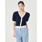 에잇세컨즈(8SECONDS) 부클 배색 반팔 카디건 네이비 (35345AKY2R)... 부클 배색 반팔 카디건  네이비 (35345AKY2R) - 사이즈 & 후기 | 무신사