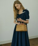 모어댄라이크(MORE THAN LIKE) RIBBON PLEATS LONG DRESS - NAVY - 사이즈 & 후기 | 무신사