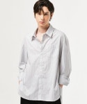 단하우스(DAAN HAUS) BLACK Hidden Button Side Cutting Long Stripe Shirts - 사이즈 & 후기 | 무신사