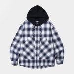 디미트리블랙(DIMITRI BLACK) 더블니 타탄 체크 후드 셔츠_네이비 - 사이즈 & 후기 | 무신사