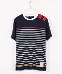 라클리크(RACLIQUE) Chain Stitch Border T-Shirt _ NavyWhite - 사이즈 & 후기 | 무신사