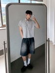 로그 스토어(LOGSTORE) 크러쉬 더블니 하프데님팬츠 - 사이즈 & 후기 | 무신사