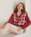 모어댄라이크(MORE THAN LIKE) WOOL CHECK COLLAR CARDIGAN - PINK - 사이즈 & 후기 | 무신사