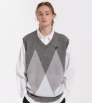 엔피스튜디오(NP STUDIO) NP 아가일 니트 베스트 그레이 - 사이즈 & 후기 | 무신사