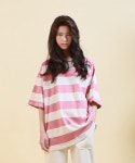 음(UMM) [UNISEX]빅 단가라 오버핏 반팔티셔츠 _ 핑크 - 32,000원 | 무신사 스토어
