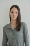 플로우먼(FLOWOMEN) Basic Linen Collar Cardigan_Grey - 86,000 | 무신사 스토어