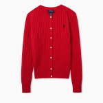 폴로 랄프 로렌 칠드런(POLO RALPH LAUREN CHILDREN) 여아 7-16세 미니 케이블 코튼 카디건 - 레드 - 118,300 | 무신사 스토어