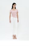 [그레이스유]Cindy Heart-Neck Shirring T-Shirts (3 Color) [W CONCEPT]