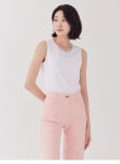 여성 네크 매쉬 배색 불가리 민소매 티셔츠 LFTSP303_4컬러