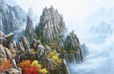 국내최대 미술품경매 - 포털아트 금강산 천주봉의 아침 (119cm x 78cm 약49.4호) *상세설명 필독