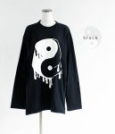 FUNKY FRUIT | 라쿠텐 일본: 머 쉬 음과 빅 사이즈 롱 T 셔츠 XXL 큰 컷 소 우 상판 중화 중국 잉 양 로고 올 시즌 블랙 화이트 nc-069-lt