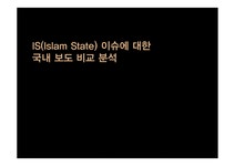 IS(Islam State) 이슈에 대한국내 보도 비교 분석 IS의 개념 및 갈등 배경 IS와 최근 이슈 국내 언론 보도 분석 - 사회과학 IS(Islam State)... 