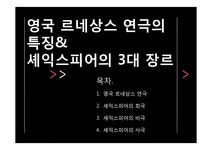 영국 르네상스 연극과 셰익스피어의 3대 장르 - 인문/교육 영국 르네상스 연극과 셰익스피어의 3대 장르 대학레포트 인문/교육