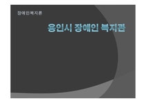 용인시 장애인복지관 - 사회과학 용인시 장애인복지관 대학레포트 사회과학