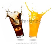 Orange Juice Cola Splashing Out Glass 스톡 사진(지금 편집) 435746374