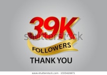 39k 39000 Followers Logo Sign Ribbon 스톡 벡터(로열티 프리) 1555420871