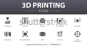 3d Printing Simple Concept Icons Set 스톡 벡터(로열티 프리) 1196693017