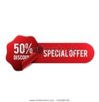 50% 할인 특별 제공 빨간색 리본 스톡 벡터(로열티 프리) 1102681559