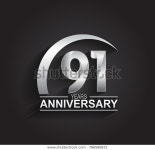 91 Years Anniversary Logotype Design Silver 스톡 벡터(로열티 프리) 786580831