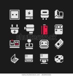Charger Icons Set Battery Charger Socket 스톡 벡터(로열티 프리) 1635933352