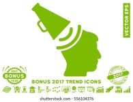 Green And Gray Propaganda Brain Shower pictogram with bonus 2017 year trend clip art. Vector illustration style is flat iconic bicolor... 
