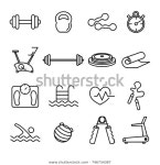 Fitness Gym Line Thin Black Icons 스톡 벡터(로열티 프리) 746734387