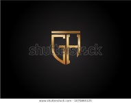 Gh Shield Shape Letter Design Gold 스톡 벡터(로열티 프리) 1070865125