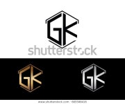 Gk Letters Linked Hexagon Shape Logo 스톡 벡터(로열티 프리) 665588416