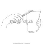 Hand Scissors Cutting Off Package Open 스톡 벡터(로열티 프리) 1114057886