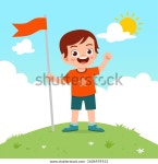 Happy Cute Kid Boy Carry Flag 스톡 벡터(로열티 프리) 1606939552 | Shutterstock