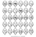 Ice Cream Smiley Emoticon Icon Sets 스톡 벡터(로열티 프리) 423059389