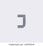 Logo J letter in isometric font initial monogram, black and white 3d geometric parallel lines shape with shadow gradient. Creative... 