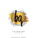 비큐논현지점 | Initial Bq Handwriting Logo Vector 스톡 벡터(로열티 프리) 1249034593