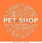 Pet Shop Vector Circle Banner Flat 스톡 벡터(로열티 프리) 1451249075