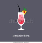 Singapore Sling Cocktail Icon On Dark 스톡 벡터(로열티 프리) 683858716