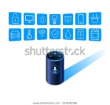 Smart Speaker Voice Assistant Smart Home 스톡 벡터(로열티 프리) 1243283368