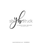 Y B Yb Initial Letter Handwriting 스톡 벡터(로열티 프리) 1202868226