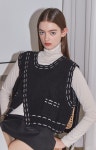 VITALSIGN(바이탈사인) [LINE Slit Stitch Knit Vest (Black) | S.I.VILLAGE (에스아이빌리지) [VITALSIGN][LINE Slit Stitch Knit... 