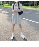 더블유걸즈 21AUG1432 원로고 반팔 카라 미니원피스