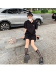 더블유걸즈 21AUG1432 원로고 반팔 카라 미니원피스