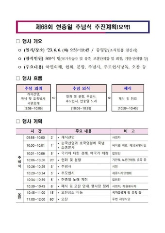 제68회 현충일 추념식 개최 안내 :: 공지사항 :: 세종예술고등학교 세종예술고등학교 :: 공지사항 :: 제68회 현충일 추념식 개최 안내