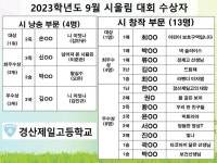 2023학년도 9월 시울림 대회 수상 결과 안내 :: 공지사항 :: 경산제일고등학교 경산제일고등학교 :: 공지사항 :: 2023학년도 9월 시울림 대회... 